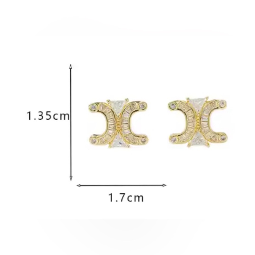 Elegant Gold Stud Earrings Faux Diamonds